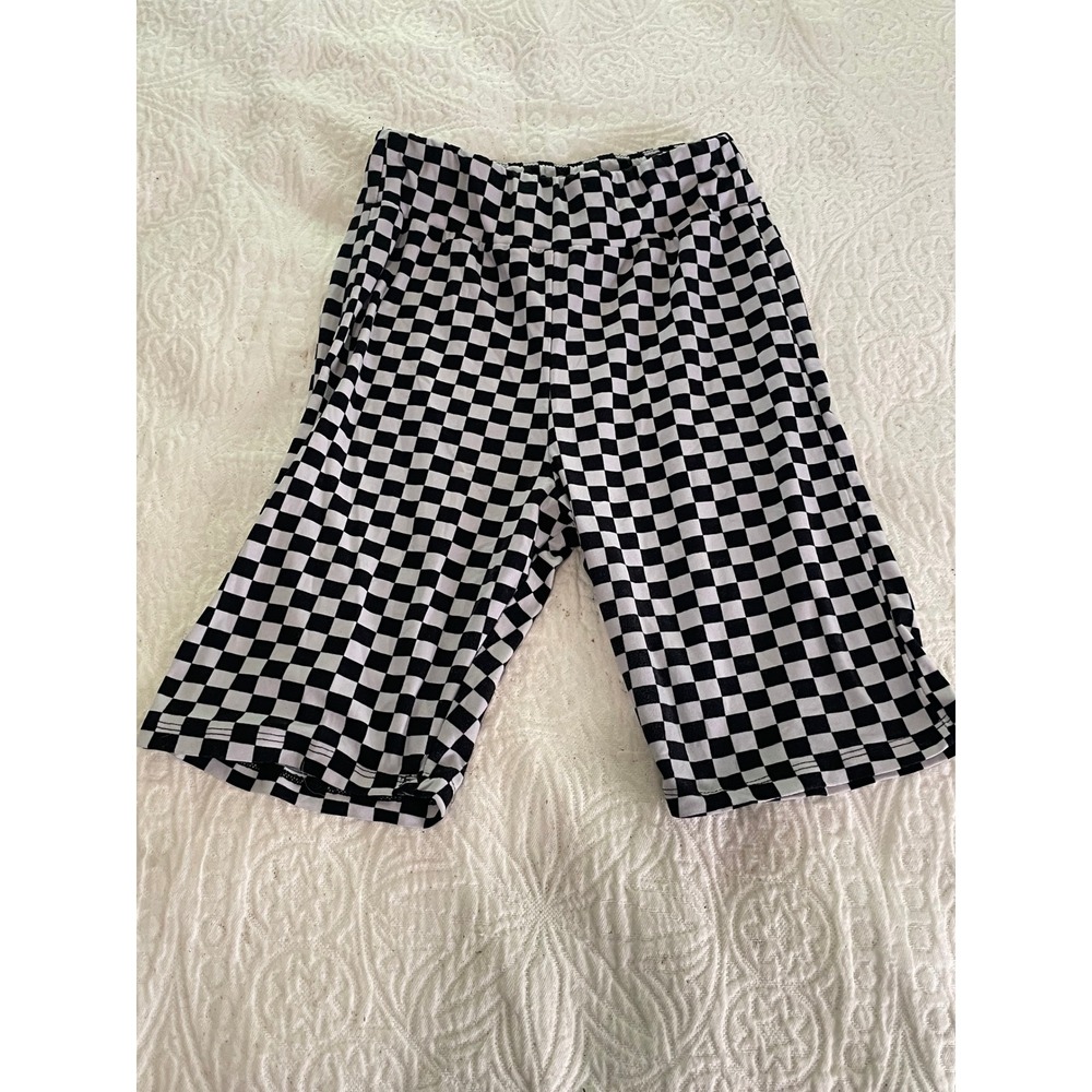 Rue21 Womens Checkered Biker Shorts Black White Checkerboard Size Small‎ S